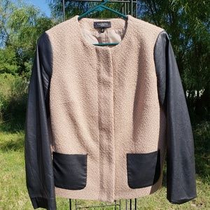 Talbots Petites Size 12p Blazer Black Leather slee